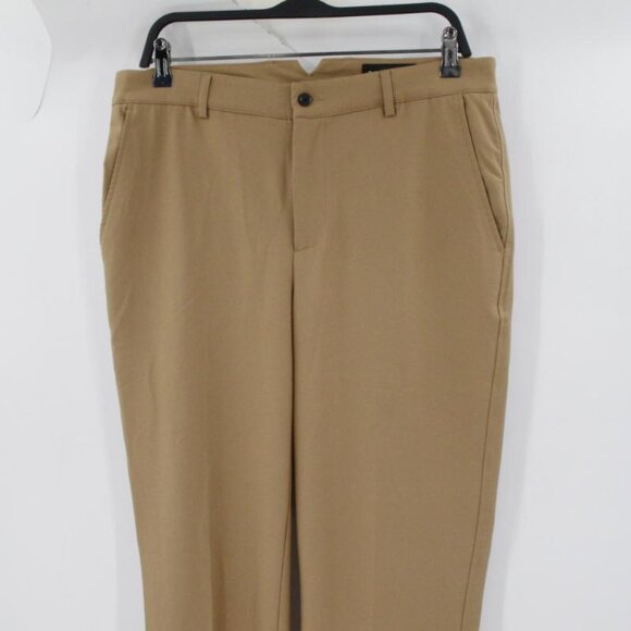 dunning pants Mens 32 everbest golf flat front tan pants stretch 34x32 - Picture 2 of 13
